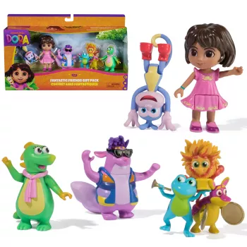 Dora, Fantastic Friends Gift Pack koos Dora, Boots, Tico, Isa ja Fiesta Trio, mängufiguurid, laste mänguasjad tüdrukutele ja poistele alates 3. eluaastast