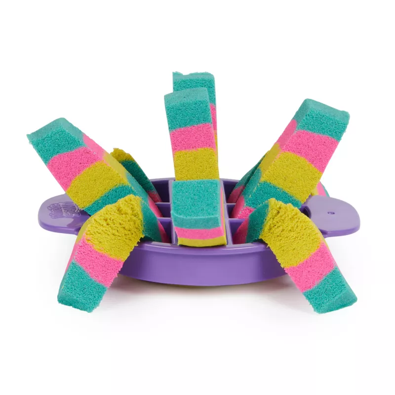 Kinetic Sand, Ultimate Sandisfying Set 2 lb mänguliivaga (roosa, kollane ja sinakasroheline), 10 tööriista ja vormi, sensoorsed mänguasjad lastele alates 7. eluaastast