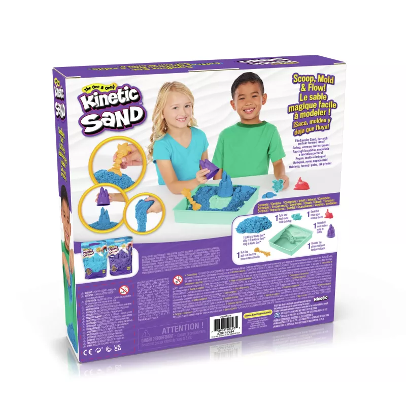 Kinetic Sand, liivakastikomplekt, loomingulised lihavõttekingitused, sisaldab 1 nael sinist voolitavat mänguliiva, 4 tööriista ja vormi, hoiustamine, sensoorsed mänguasjad lastele alates 3. eluaastast