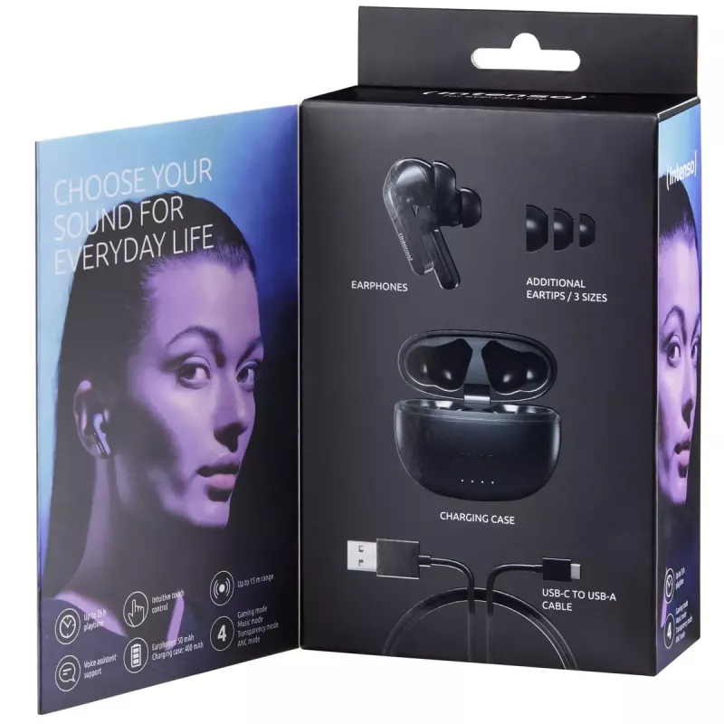 Kõrvaklapid Intenso Must Buds T300A