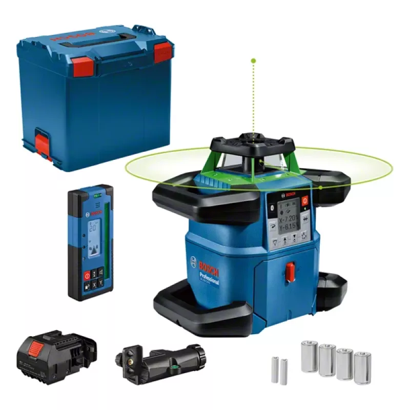 Pöörlev laser Bosch GRL 650 CVHG Professional 18 V rohelise laserjoonega, L-BOXX
