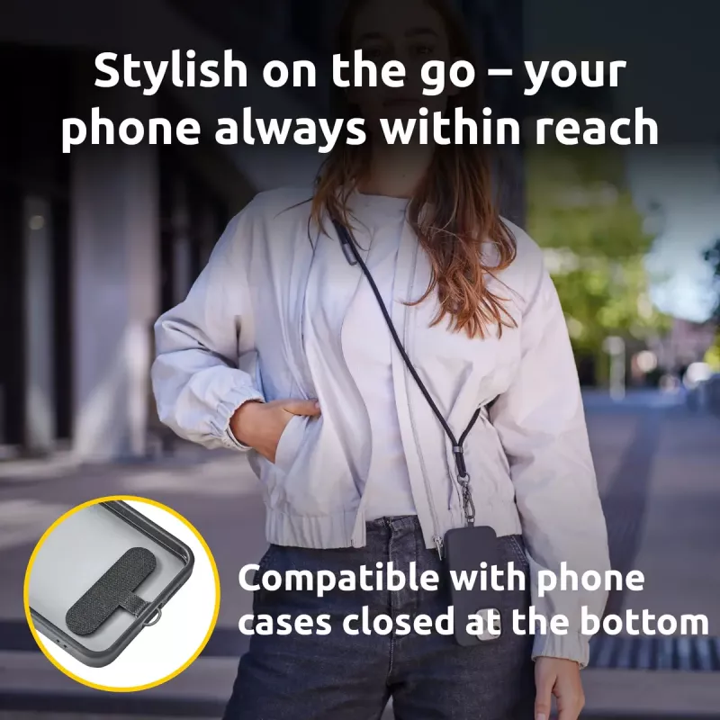 Intenso USB-C laadimispael telefoni kaelapaela kaabel 60W kiirlaadimine reguleeritava pikkusega 1,65m nailon must