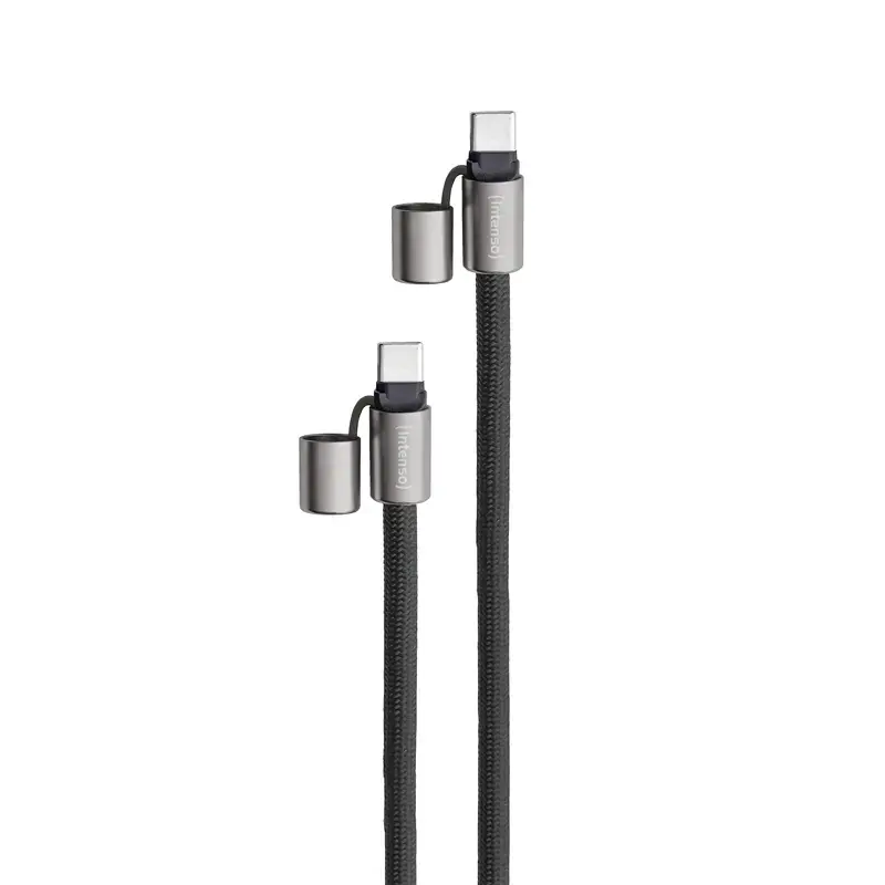Intenso USB-C laadimispael telefoni kaelapaela kaabel 60W kiirlaadimine reguleeritava pikkusega 1,65m nailon must