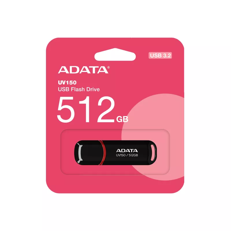 ADATA UV150 USB-mälupulk 512 GB USB Type-A 3.2 Gen 1 (3.1 Gen 1) Must, Punane