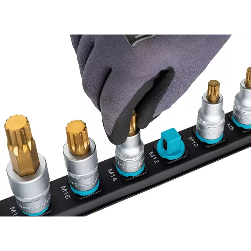 Pistikupesakomplekt Hazet 986-SR/8, 8-osaline lühikesed kuuskantpesad, 6–17 mm, must