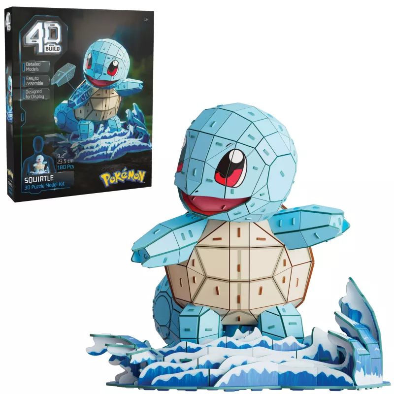 4D Build, Pokémon Squirtle 3D-mudeli komplekt, Pokémoni figuur, Kanto esimene partnerite kollektsioon, lauakaunistus, 180 tk, vanusele 12+