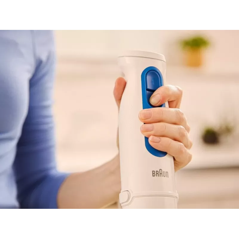 Hand blender Braun Household MultiQuick 3 MQ30202M, 900 W, Valge/blue, with chopper and whisk