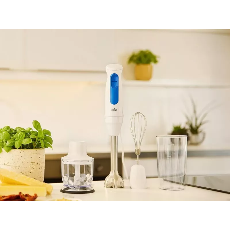 Hand blender Braun Household MultiQuick 3 MQ30202M, 900 W, Valge/blue, with chopper and whisk