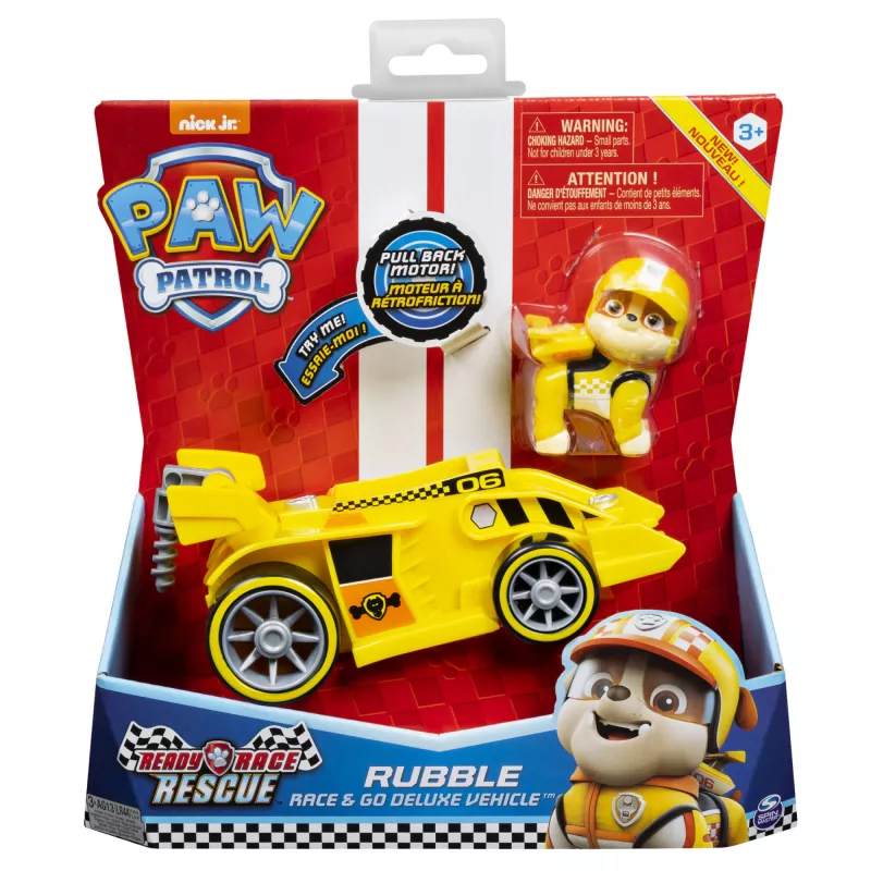 PAW Patrol , Ready, Race, Rescue Rubble’i Race & Go Deluxe sõiduk helidega, lastele alates 3. eluaastast
