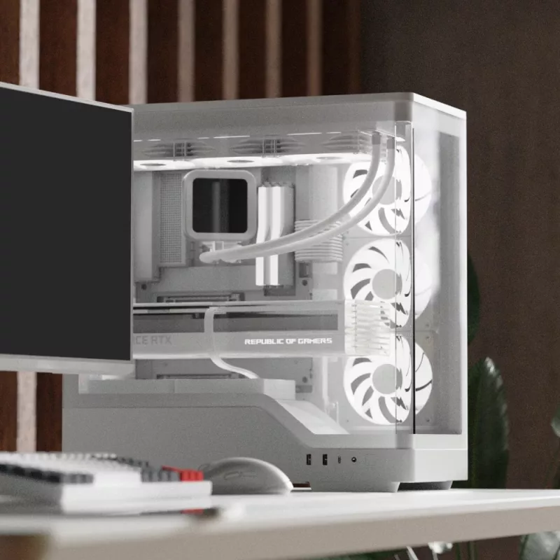 PC-korpus AEROCOOL Geh Midi P500A Valge — keskmise torniga ATX-korpus, valge viimistlus