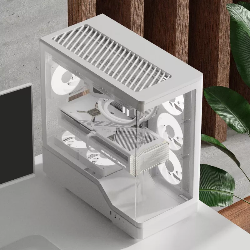 PC-korpus AEROCOOL Geh Midi P500A Valge — keskmise torniga ATX-korpus, valge viimistlus