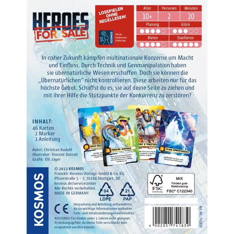Kosmos Heroes For Sale kaardimäng, väljaviskamismäng