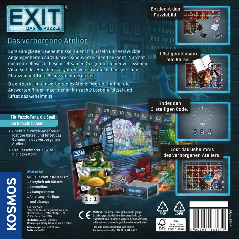 Pusle Kosmos EXIT – The Puzzle: The Hidden Atelier, 500 tk