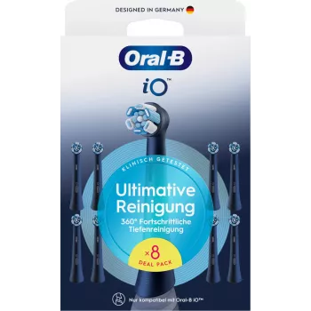 Oral-B iO Ultimate Clean asendusharjapead — 8 tk pakend, must, tõhusaks hambakatu eemaldamiseks