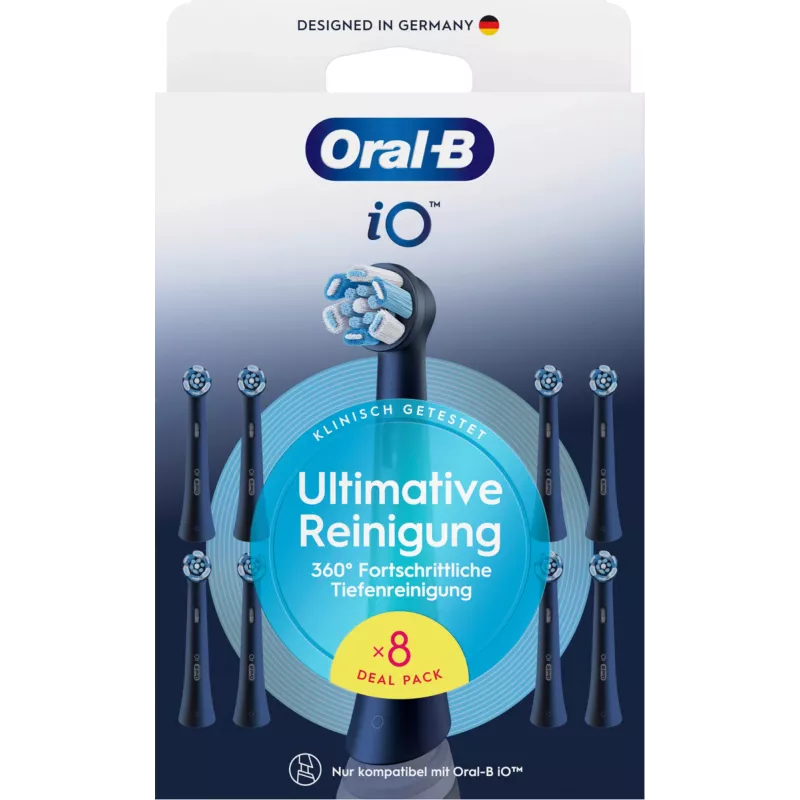 Oral-B iO Ultimate Clean asendusharjapead — 8 tk pakend, must, tõhusaks hambakatu eemaldamiseks
