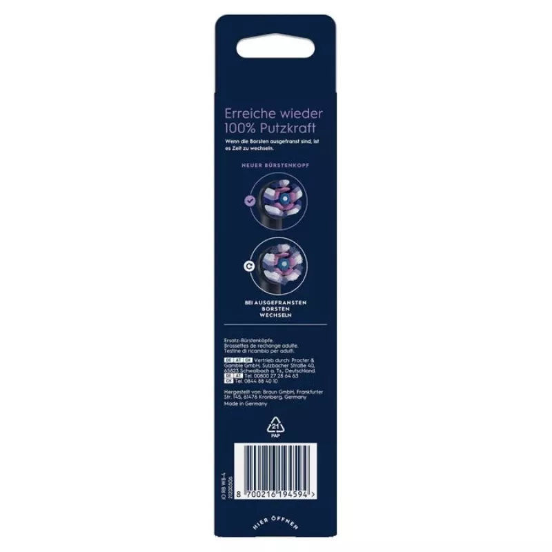 Oral-B iO Radiant Valge vahetusotsikud, 4 tk pakendis, must