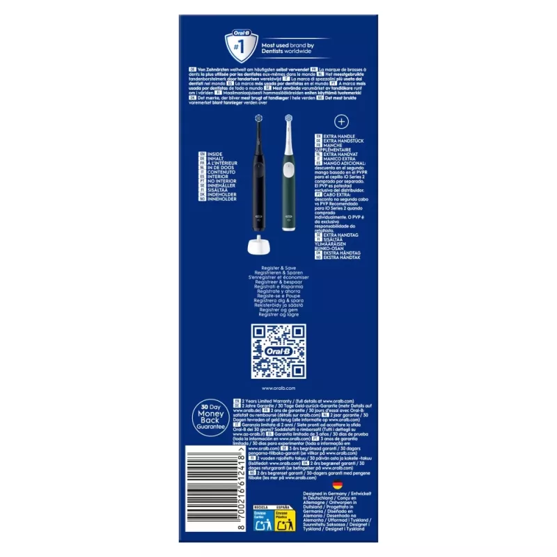 Elektriline hambahari BRAUN Oral‑B iO Series 2 Duo must/roheline, laetav, mudel 62418