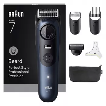 Braun BeardTrimmer 7 BT7520 Aku 40 2 cm Märg ja kuiv Must, Sinine
