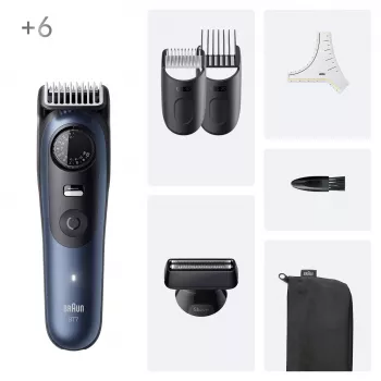 Braun BeardTrimmer 7 BT7520 Aku 40 2 cm Märg ja kuiv Must, Sinine