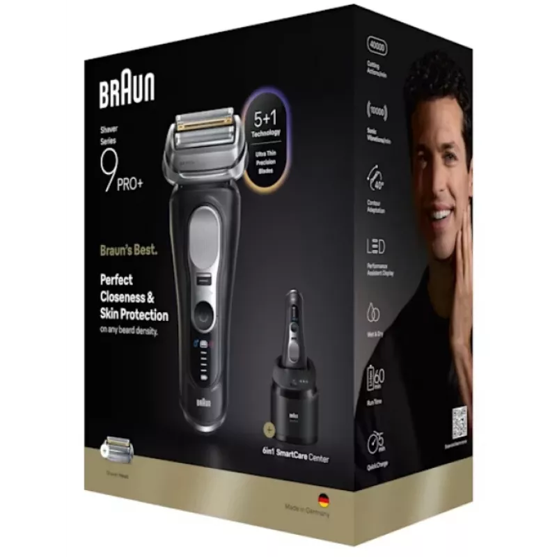 Fooliumhabemeajaja Braun Series 9 Pro+ 9660CC must hõbedane roostevaba teras