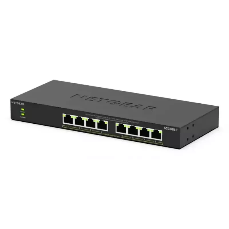 NETGEAR GS308LP Haldamata Gigabit Ethernet (10/100/1000) Toite Etherneti (PoE) kaudu Lauaarvuti Must