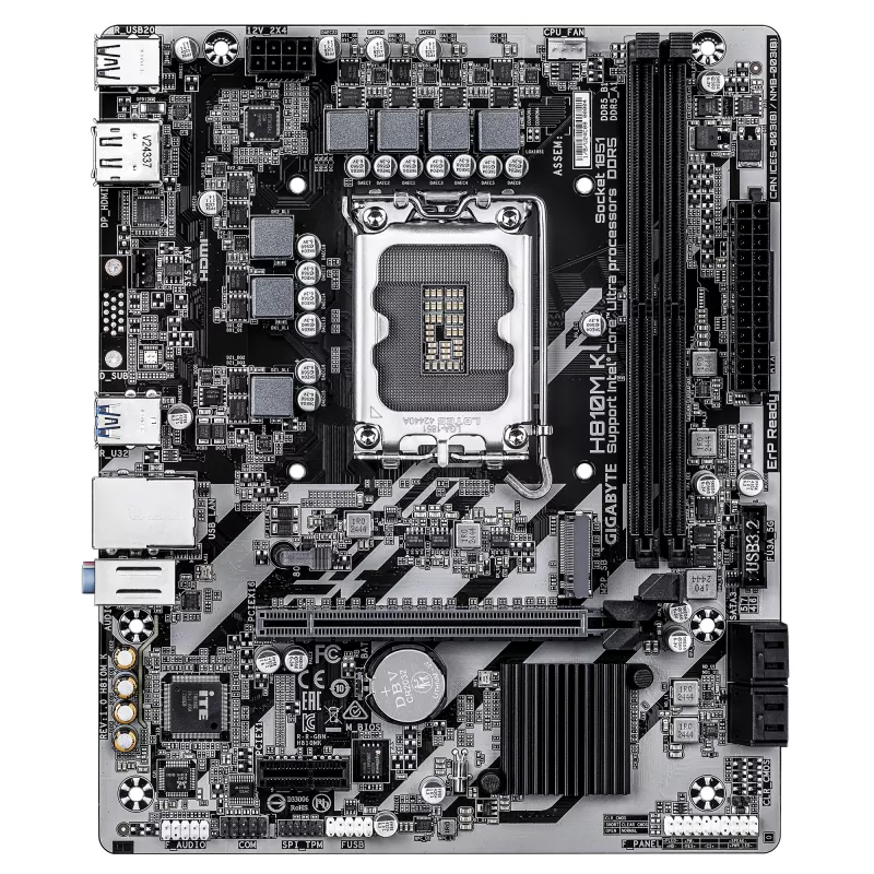 GIGABYTE H810M K Micro ATX emaplaat Intel Core Ultra (Series 2) jaoks — LGA 1851, DDR5 kuni 6400MHz, 1x PCIe 4.0 M.2, 1GbE