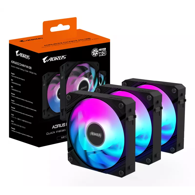 GIGABYTE AORUS EZ CHAIN FAN 120 (3-Pack) Emaplaat 12 cm Must 3 tk