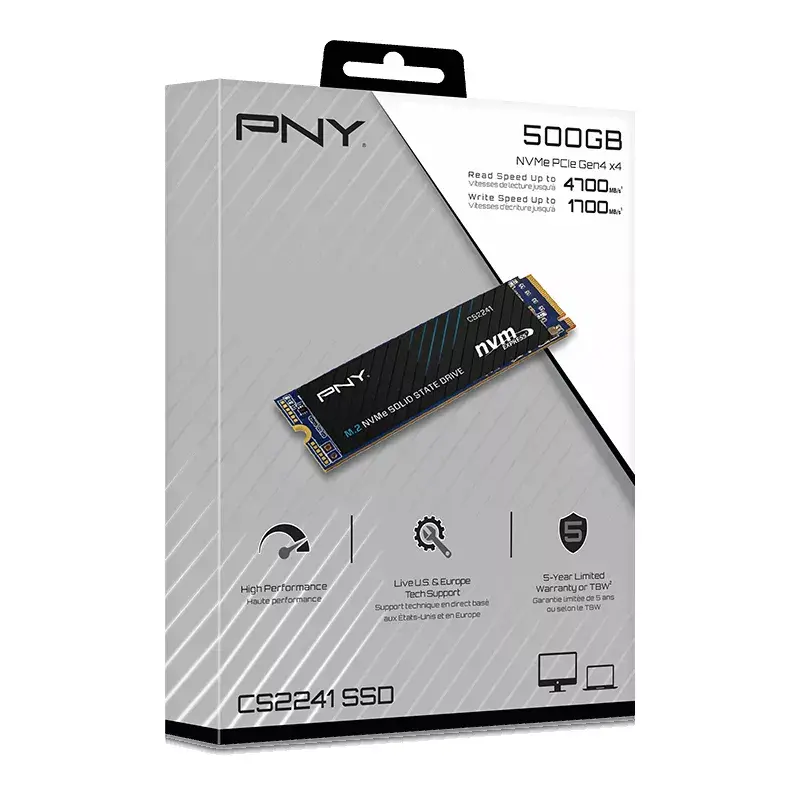 PNY CS2150 2TB Gen5 PCIe NVMe M.2 2280 3D NAND SSD – Up to 10,300/8,600 MBs