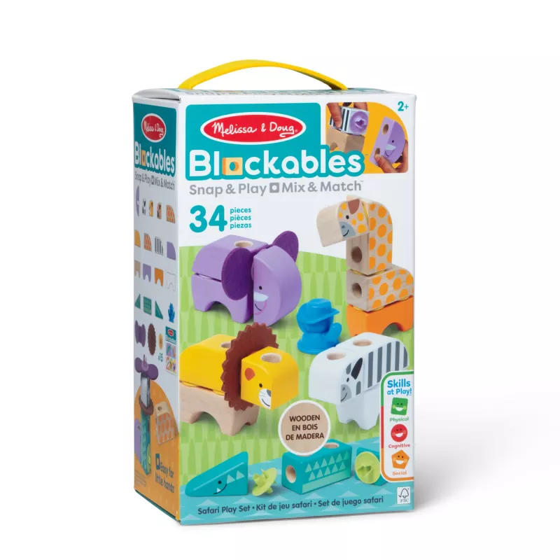 Ehitusmänguasi Spin Master Melissa & Doug Blockables Safari Playset – figuurid ja laotavad klotsid
