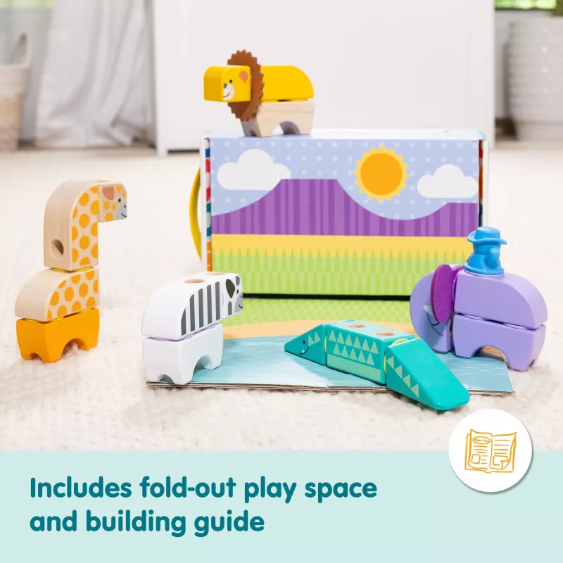 Ehitusmänguasi Spin Master Melissa & Doug Blockables Safari Playset – figuurid ja laotavad klotsid