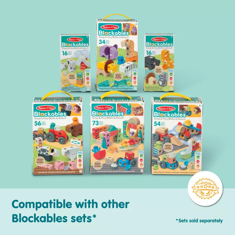 Ehitusmänguasi Spin Master Melissa & Doug Blockables Safari Playset – figuurid ja laotavad klotsid