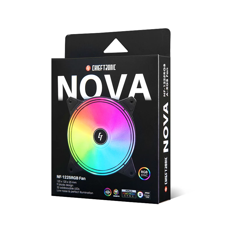 Chieftec NF-1225RGB arvuti jahutussüsteem Arvutikorpuse ventilaator 12 cm Must 1 tk
