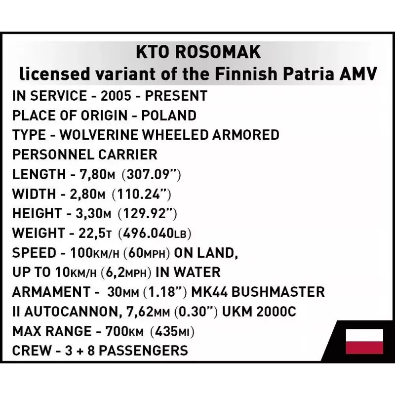 Ehitusklotside mudelikomplekt Cobi Armed Forces KTO Rosomak 2-in-1 (COBI-2629)