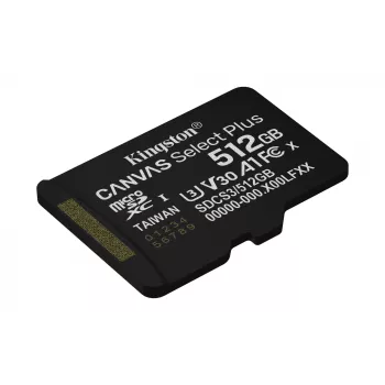 Kingston Technology 512GB micSDXC Canvas Select Plus Gen3 150R A1 üksikpakend w/o ADP