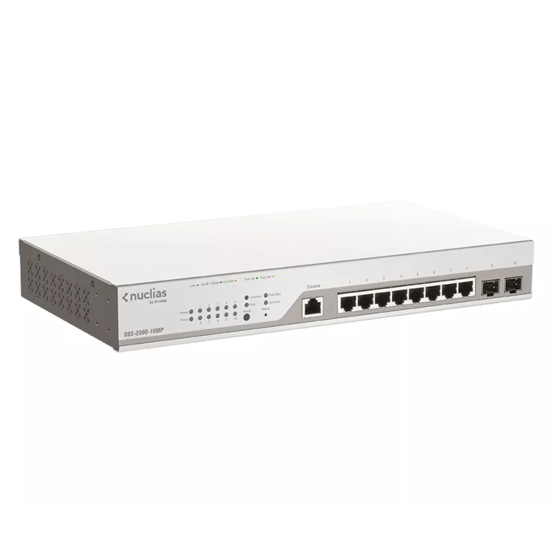 D-Link 10-pordiline Gigabit PoE+ Nuclias nutikas hallatav lüliti, sh 2x SFP-porti