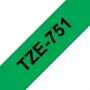 Lamineeritud sildilint Brother TZe-751 24 mm – must rohelisel, 8 m, hall kassett
