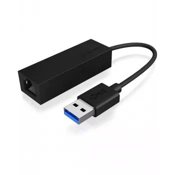 ICY BOX USB 3.0 A-tüüpi RJ-45 Etherneti port, juhtmega, USB, Ethernet, 1000 Mbit/s, must