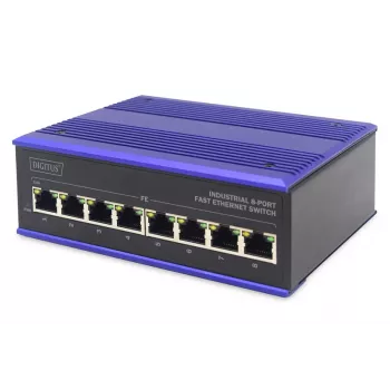 DIGITUS Industrial 8-Port Fast Ethernet Switch DIN rail, extended temp. range