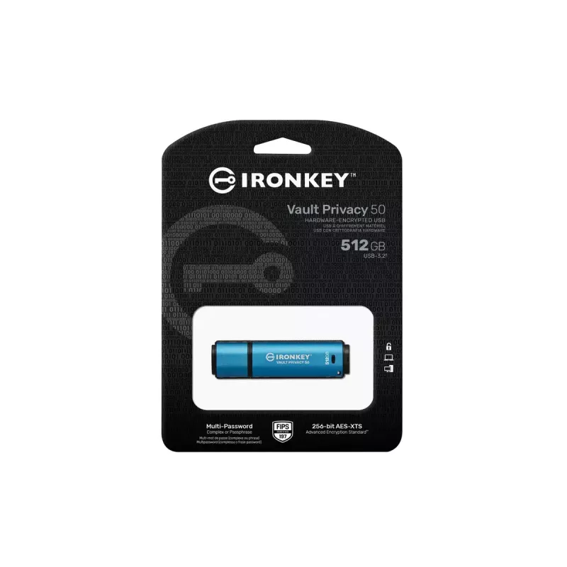USB-mälupulk Kingston Technology 512 GB IronKey Vault Privacy 50 AES-256