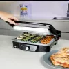 Kontaktgrill CECOTEC Rock'nGrill 2000 — 2000 W, ristkülikukujuline, must/roostevaba teras, reguleeritav termostaat, 340×330×130 mm