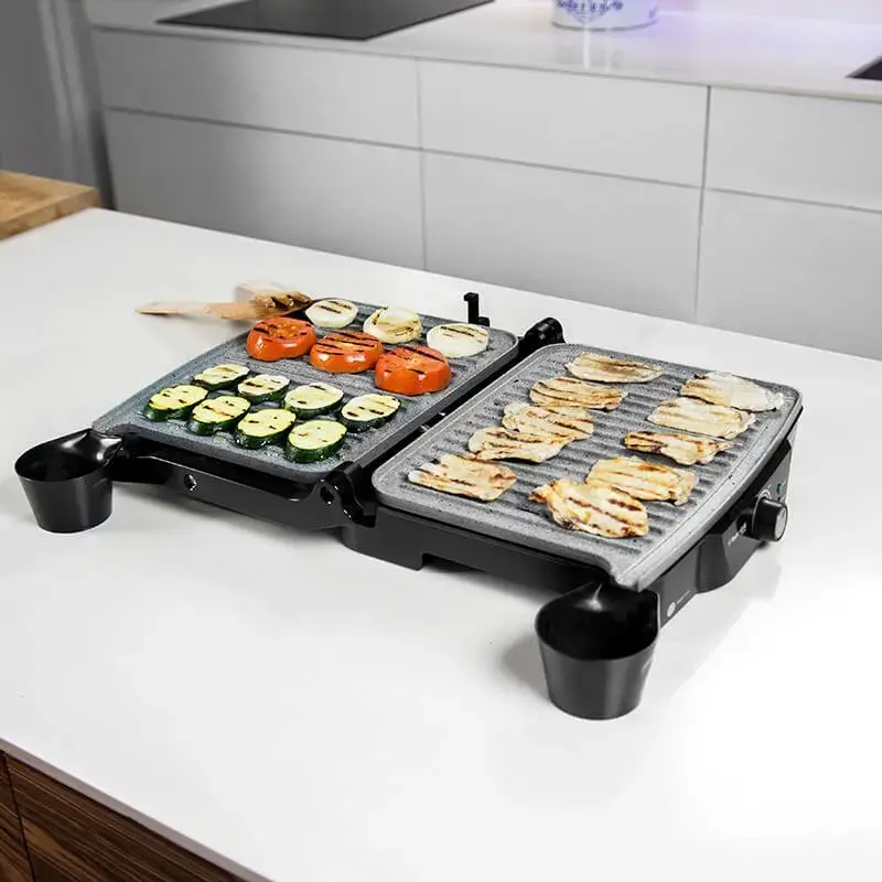 Kontaktgrill CECOTEC Rock'nGrill 2000 — 2000 W, ristkülikukujuline, must/roostevaba teras, reguleeritav termostaat, 340×330×130 mm