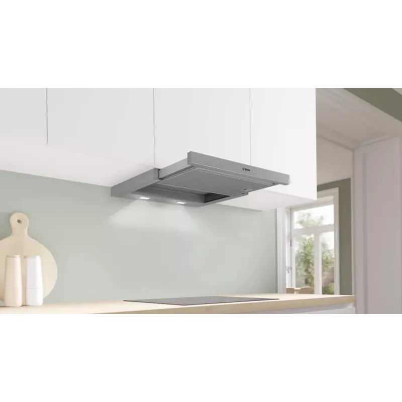 Bosch Serie 2 DFL063W57 pliidikubu Pooleldi sisseehitatud (väljatõmmatav) Metall, Hõbedane 351 m³/h