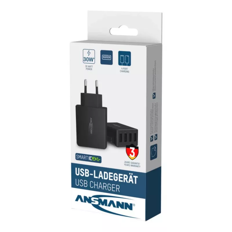 ANSMANN seina-USB-laadija 4 porti