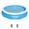 Bestway Fast Set ümmargune täispuhutav basseinikomplekt 3,05 m x 66 cm, 3200 L, Täispuhutav bassein, Laps ja täiskasvanu, Sinine, Valge, 9,26 kg