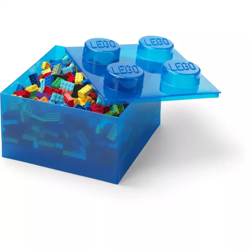 Hoiukarp Room Copenhagen LEGO Storage Brick 4 Top Lid Glitter — sinine/läbipaistev