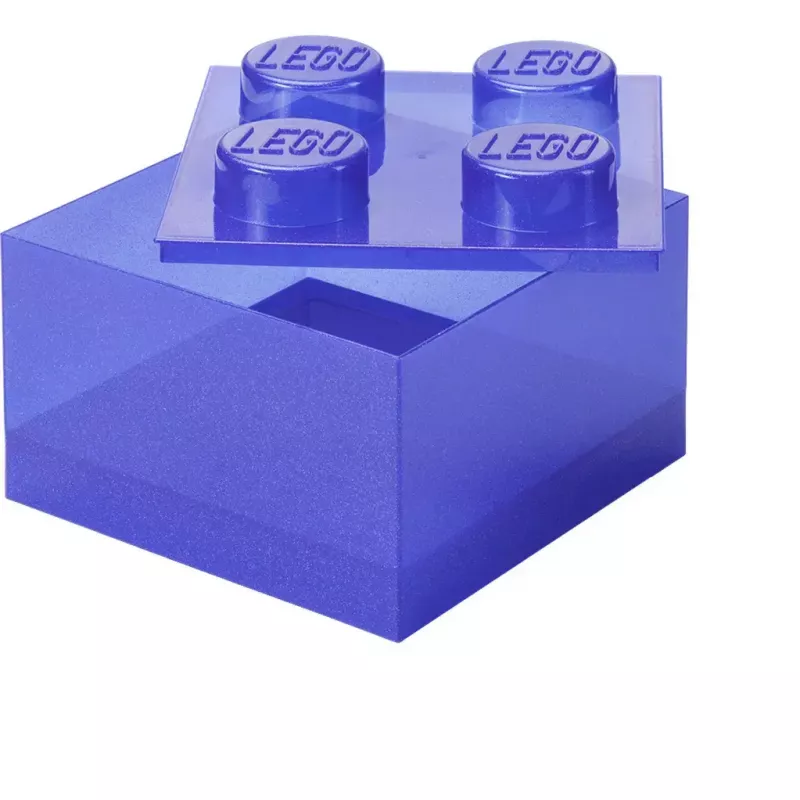 Hoiukarp Room Copenhagen LEGO Storage Brick 4 Top Lid Glitter — lilla/läbipaistev