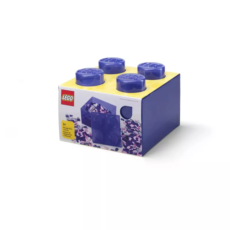 Hoiukarp Room Copenhagen LEGO Storage Brick 4 Top Lid Glitter — lilla/läbipaistev
