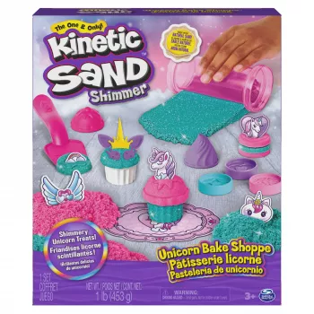 Kinetic Sand Shimmer, Unicorn Bake Shoppe Playset, 16oz (Shimmer Teal and Pink Neon), 8 Unicorn Tools, Sensoorsed mänguasjad lastele alates 3. eluaastast