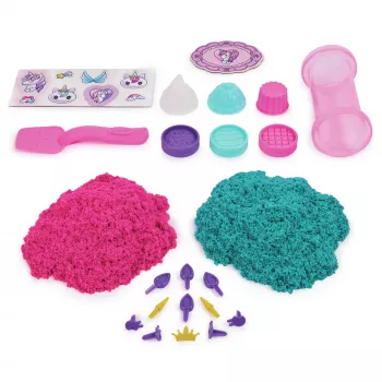 Kinetic Sand Shimmer, Unicorn Bake Shoppe Playset, 16oz (Shimmer Teal and Pink Neon), 8 Unicorn Tools, Sensoorsed mänguasjad lastele alates 3. eluaastast