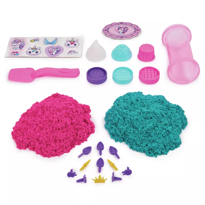 Kinetic Sand Shimmer, Unicorn Bake Shoppe Playset, 16oz (Shimmer Teal and Pink Neon), 8 Unicorn Tools, Sensoorsed mänguasjad lastele alates 3. eluaastast